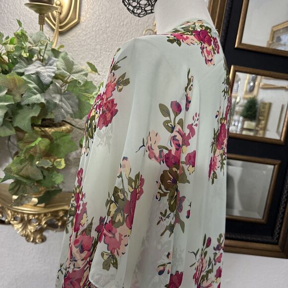 Boho Fringe Cardigan Floral Women’s Open Kimono Sheer Coverup Colorful One Size - Picture 11 of 12